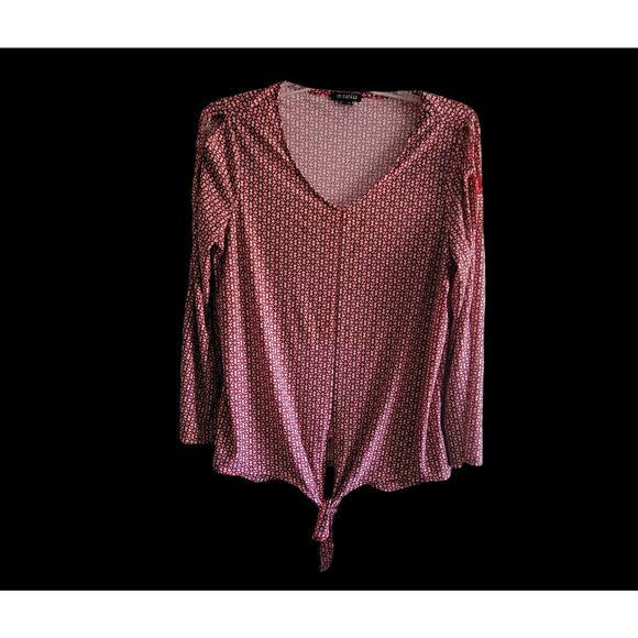 Roz & Ali Women Top Size 1X Geometric design Long Split Sleeve Colorful Soft - Picture 5 of 9